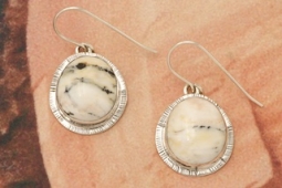 Genuine White Buffalo Turquoise Sterling Silver Earrings